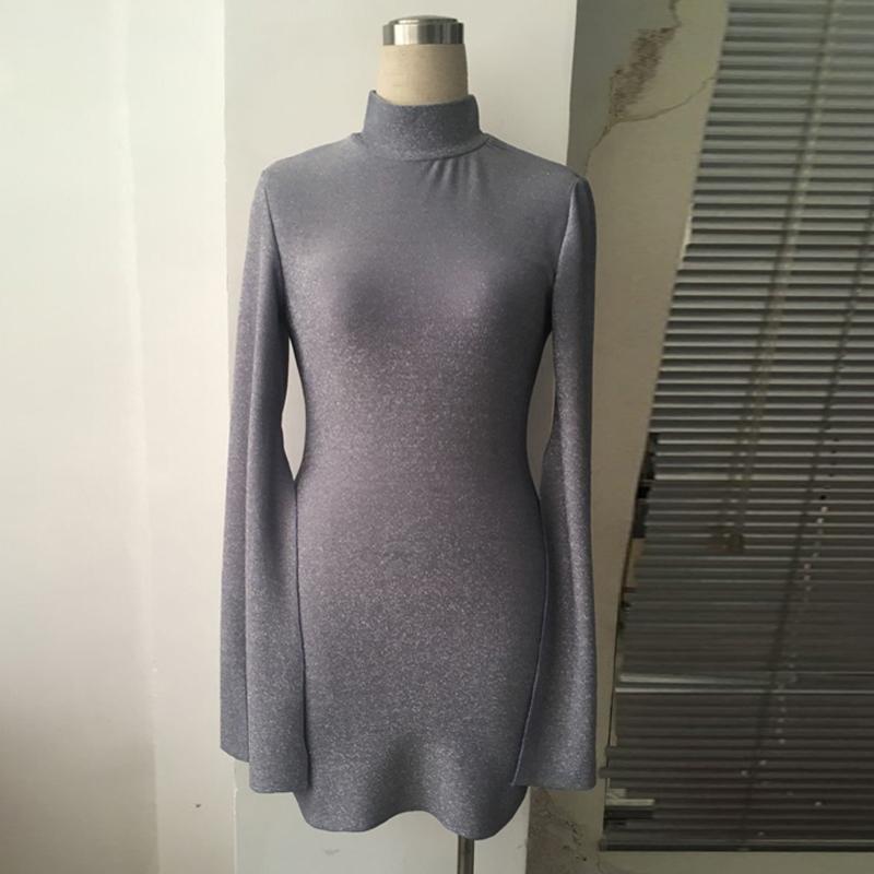 Bridget Glittery Turtleneck Mini Dress