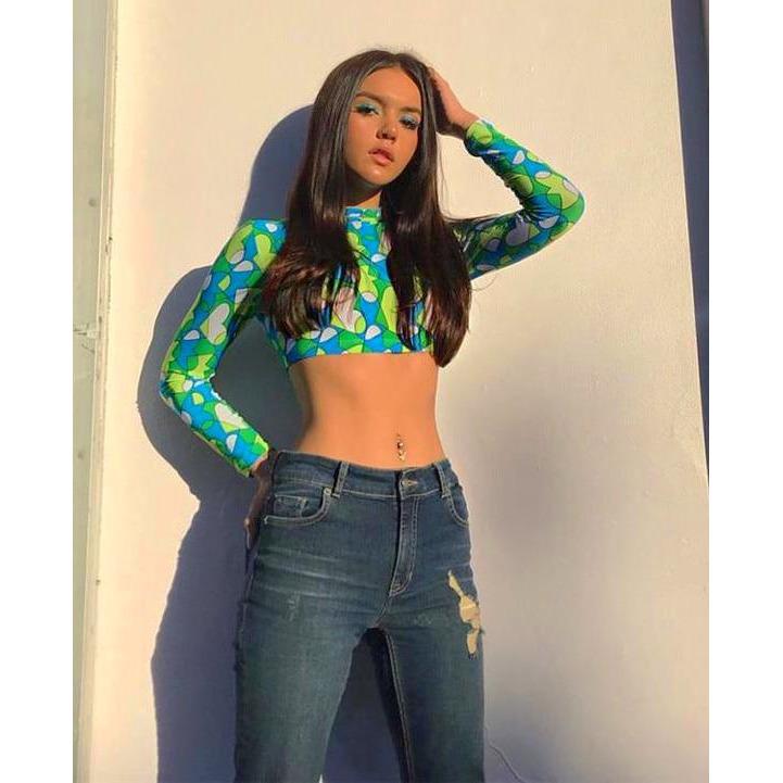 Lala Mint Green Heart Crop top