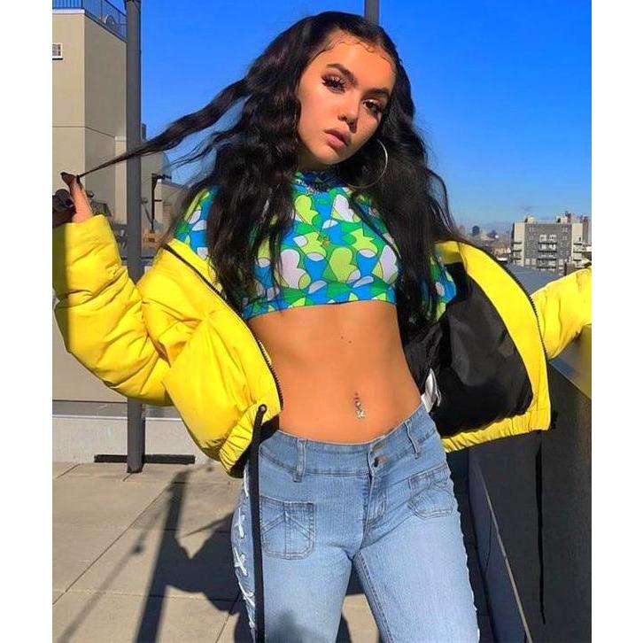 Lala Mint Green Heart Crop top