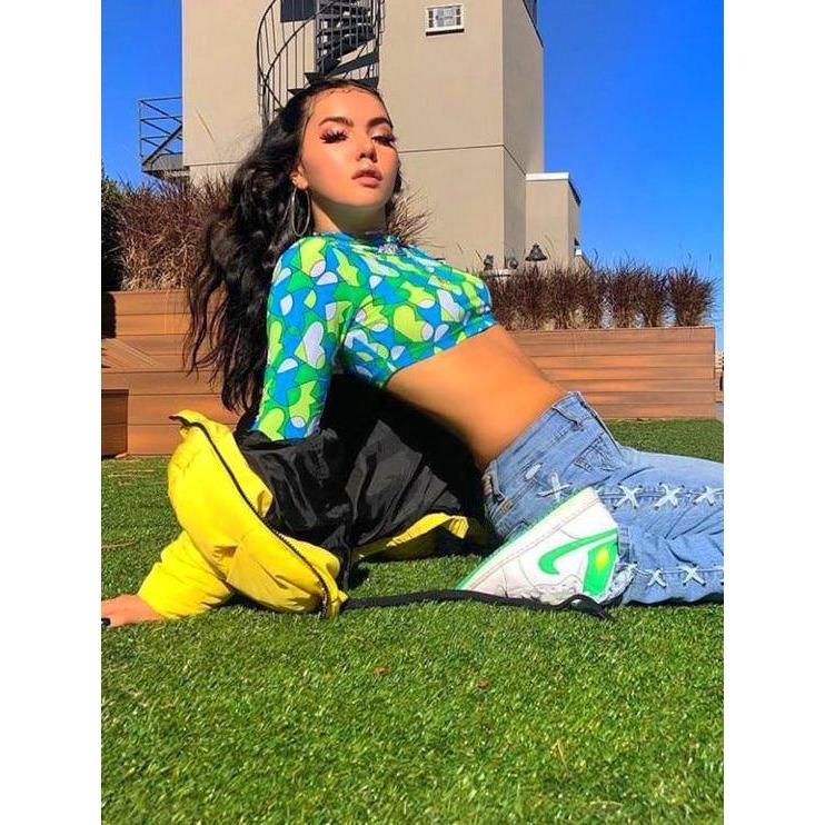 Lala Mint Green Heart Crop top