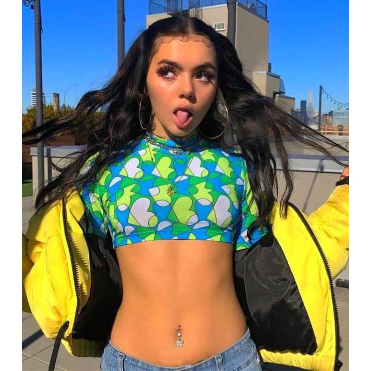 Lala Mint Green Heart Crop top