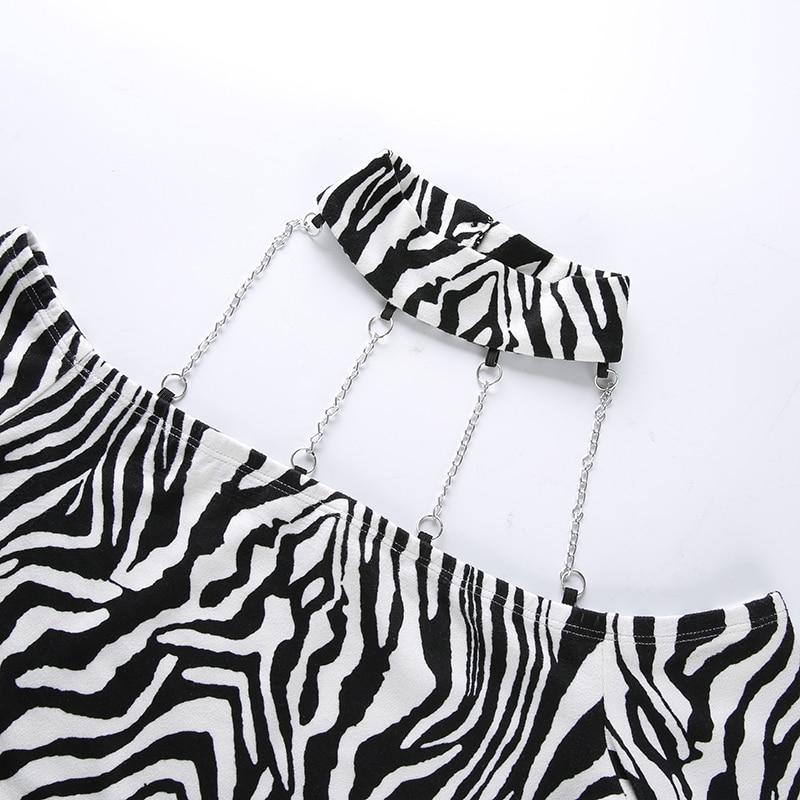 Chain Choker Zebra Print Crop Top
