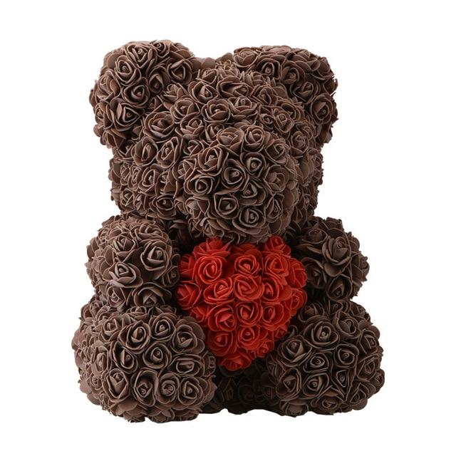 Handmade Rose Bear w/ Heart(15 inches)