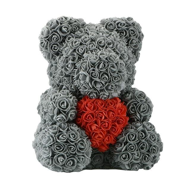 Handmade Rose Bear w/ Heart(15 inches)