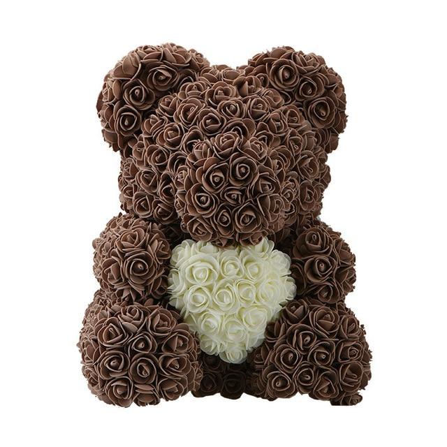 Handmade Rose Bear w/ Heart(15 inches)