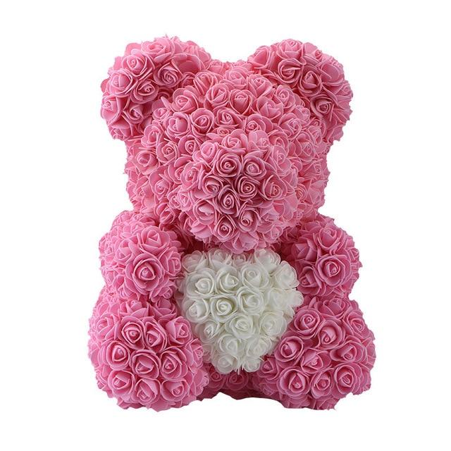 Handmade Rose Bear w/ Heart(15 inches)