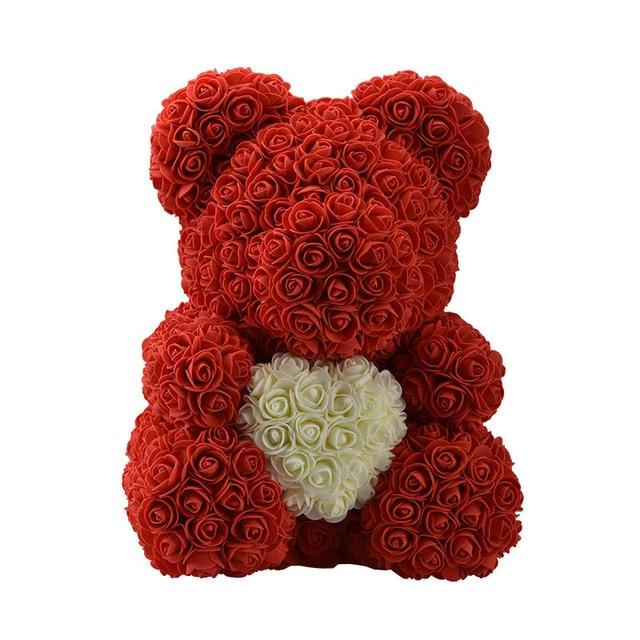 Handmade Rose Bear w/ Heart(15 inches)