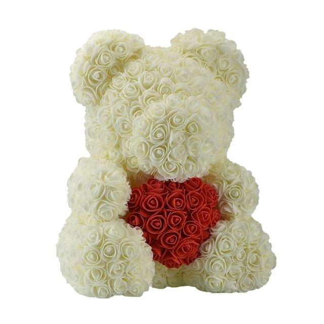 Handmade Rose Bear w/ Heart(15 inches)