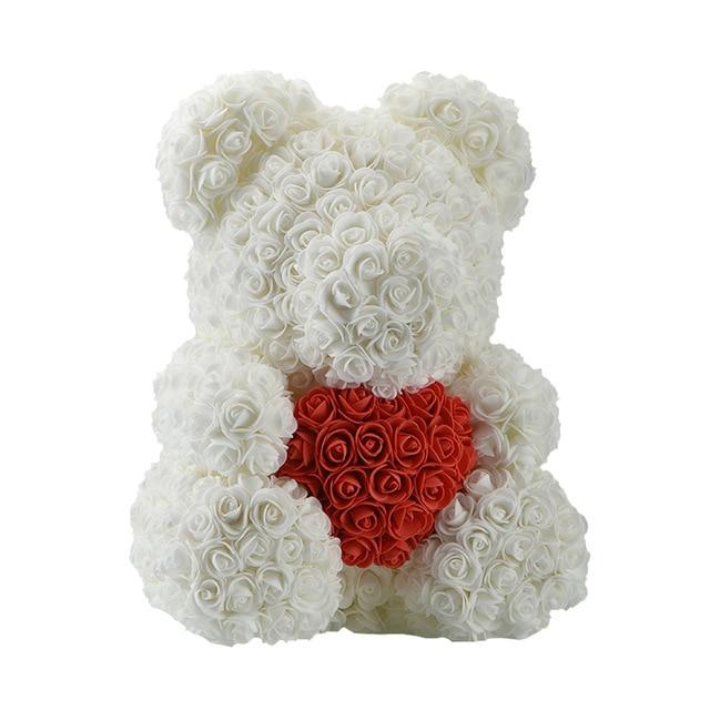 Handmade Rose Bear w/ Heart(15 inches)