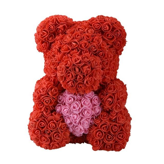 Handmade Rose Bear w/ Heart(15 inches)