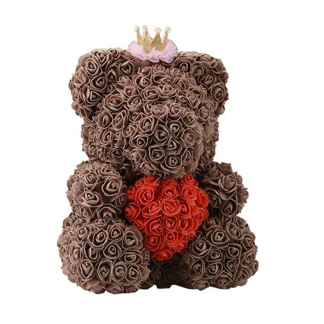 Handmade Rose Bear w/ Heart(15 inches)