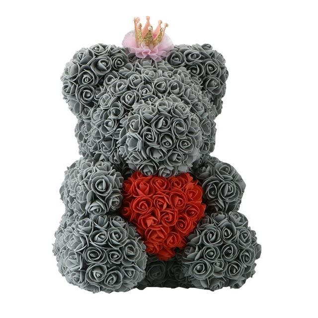 Handmade Rose Bear w/ Heart(15 inches)