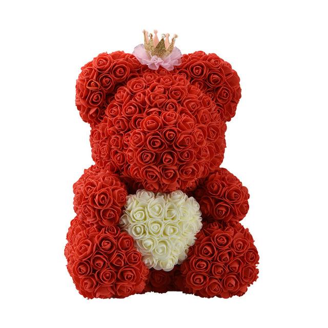 Handmade Rose Bear w/ Heart(15 inches)