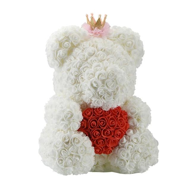 Handmade Rose Bear w/ Heart(15 inches)