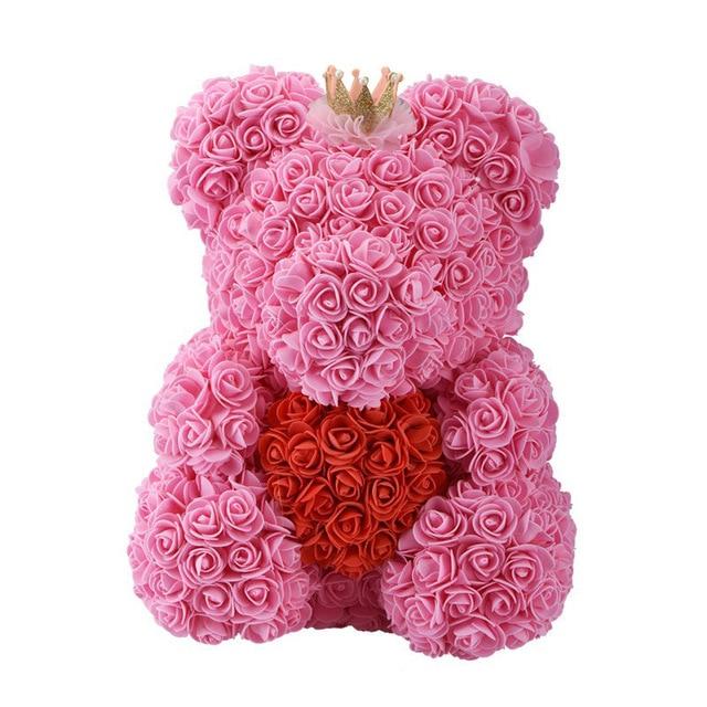 Handmade Rose Bear w/ Heart(15 inches)