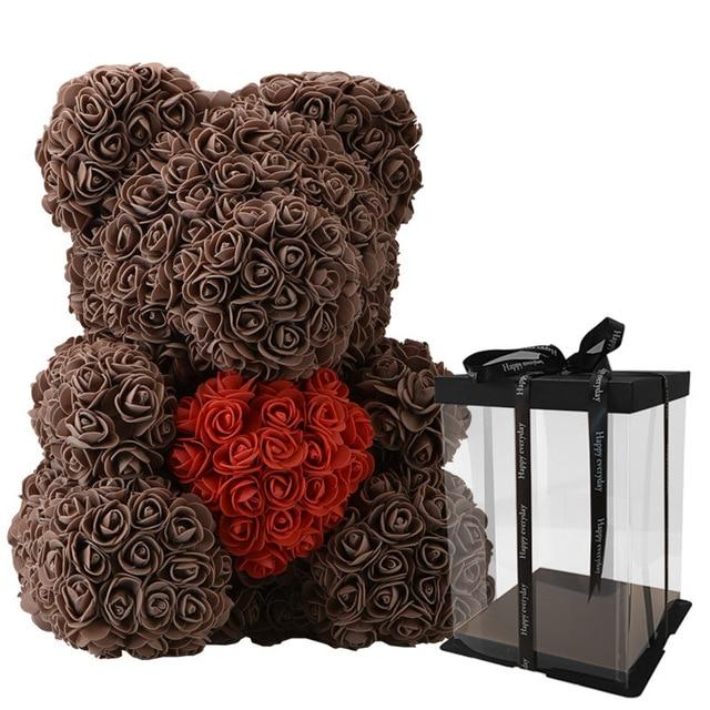 Handmade Rose Bear w/ Heart(15 inches)