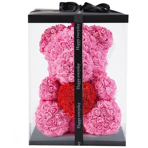 Handmade Rose Bear w/ Heart(15 inches)