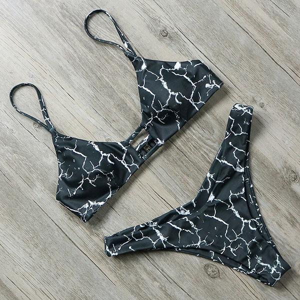 Black Marble Bikini Set