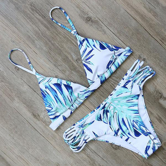 Cool Blue Leaf Bikini Set