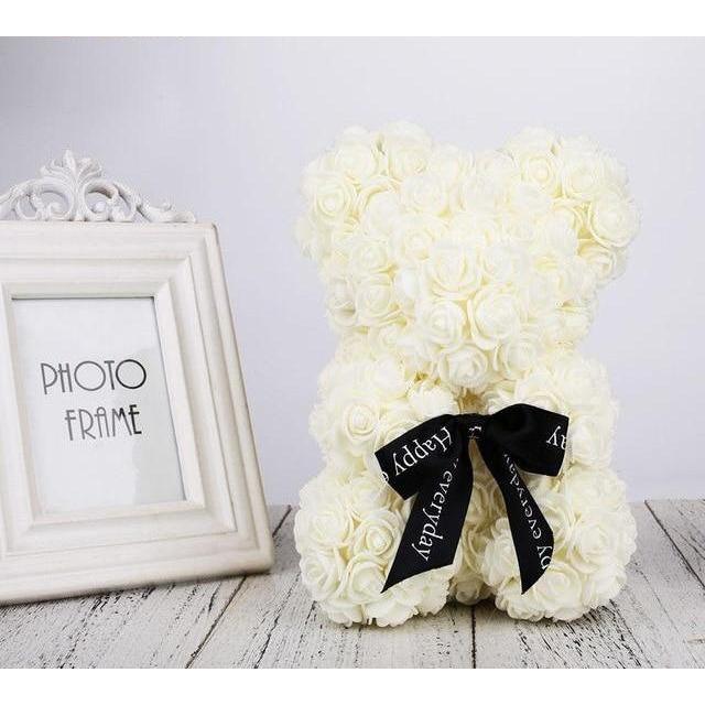 Handmade Rose Bear w/ Ribbon(10 inches)