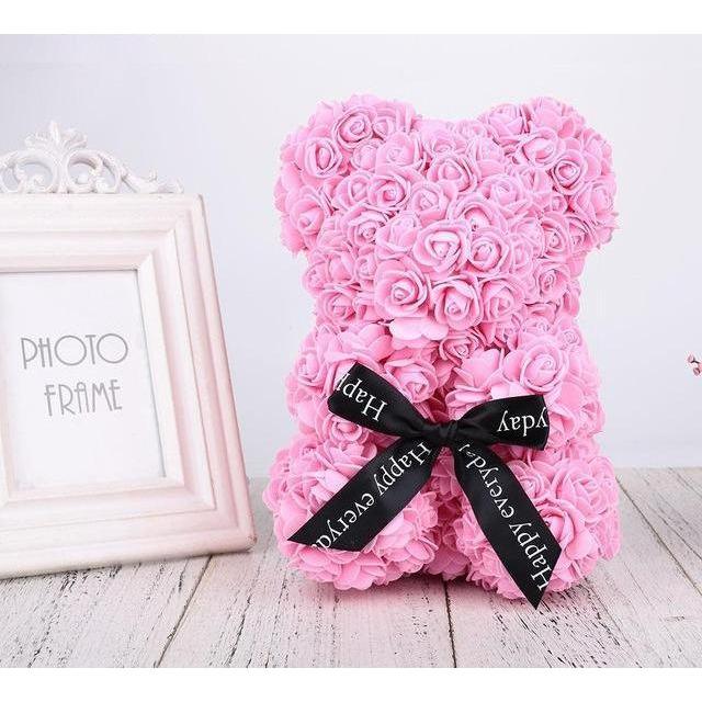 Handmade Rose Bear w/ Ribbon(10 inches)