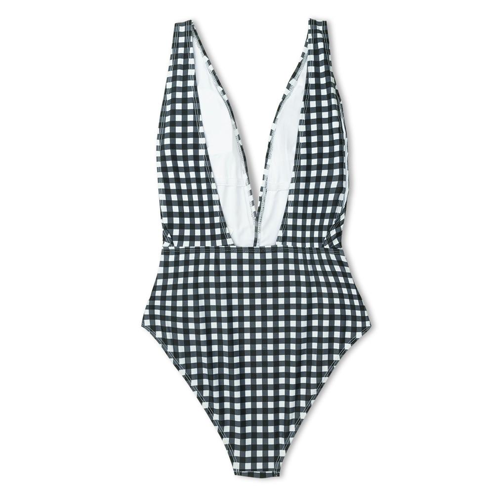 Black And White Plaid One Piece Swimsuit