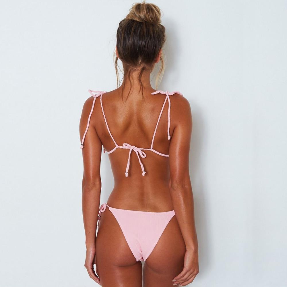 Ribbed Stringy Micro Bikini Set