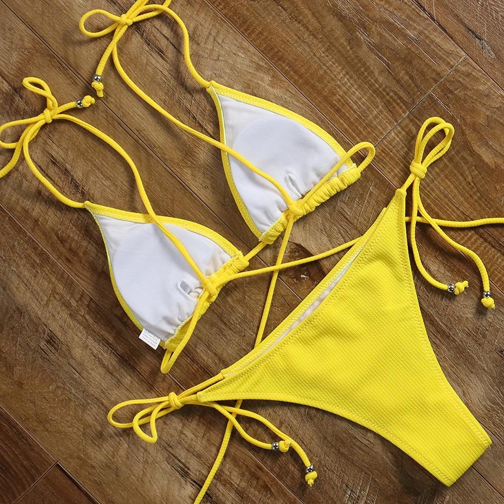 Ribbed Stringy Micro Bikini Set