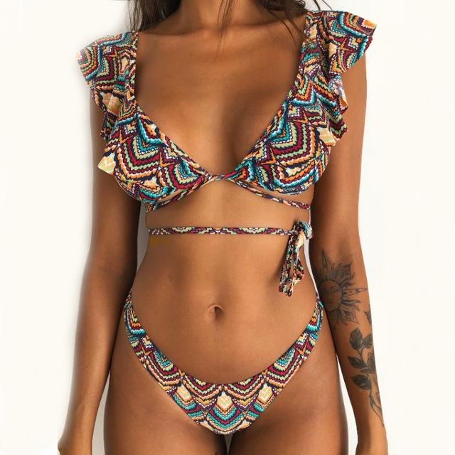 Telina Ruffled Strappy Bikini Set