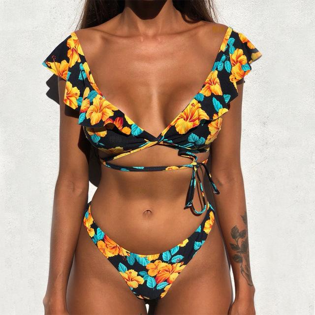 Telina Ruffled Strappy Bikini Set