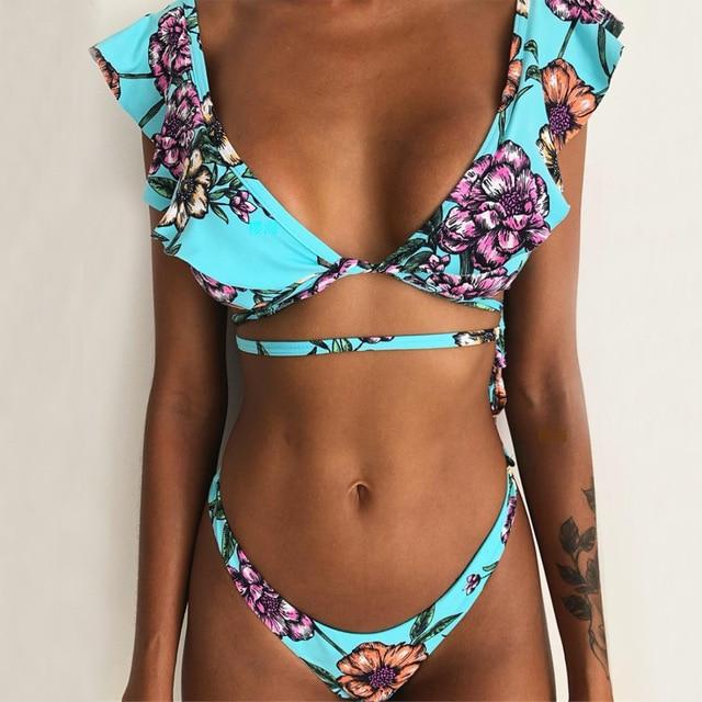 Telina Ruffled Strappy Bikini Set