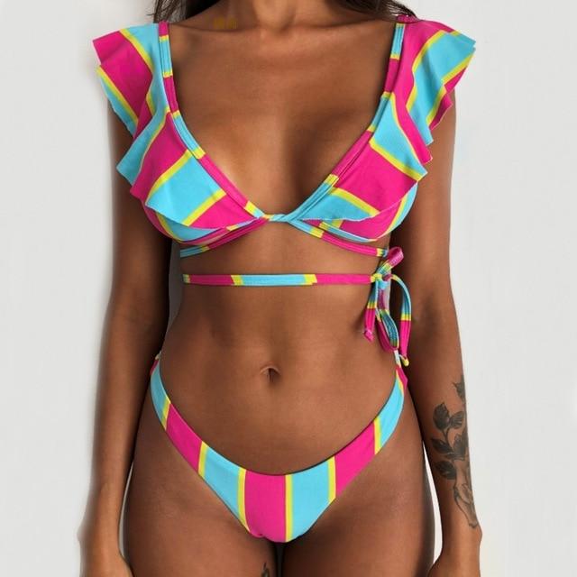 Telina Ruffled Strappy Bikini Set