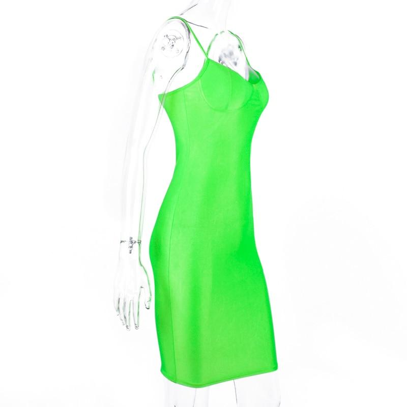 Neon Green Spaghetti Strap Midi Dress