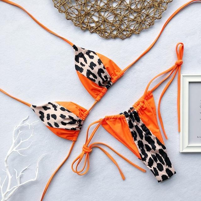 Patchwork Animal Print Micro Bikini Set