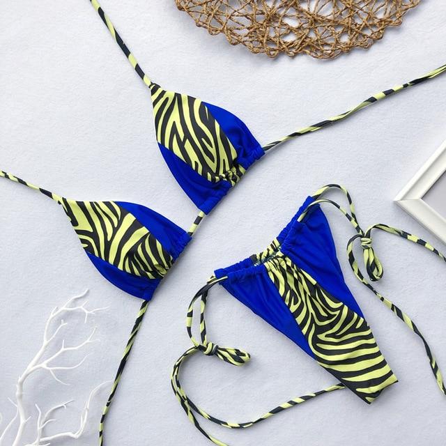 Patchwork Animal Print Micro Bikini Set