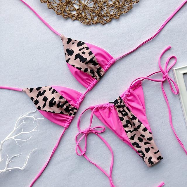 Patchwork Animal Print Micro Bikini Set