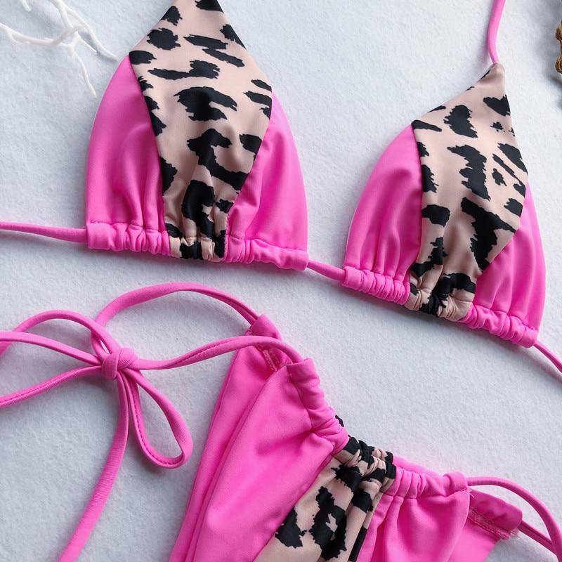 Patchwork Animal Print Micro Bikini Set