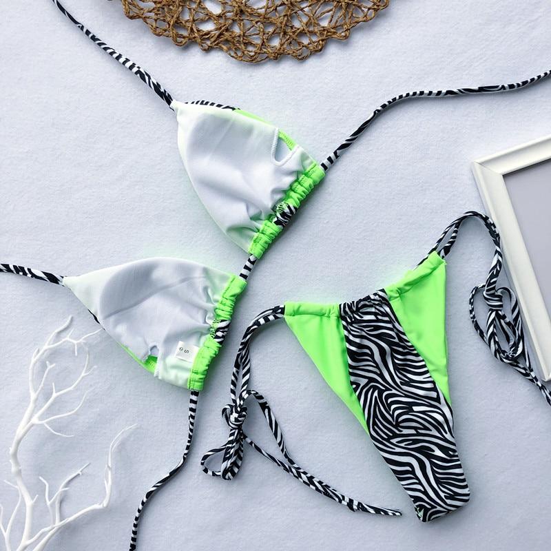 Patchwork Animal Print Micro Bikini Set