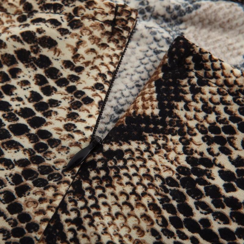 Brown Snake Print Off Shoulder Mini Dress