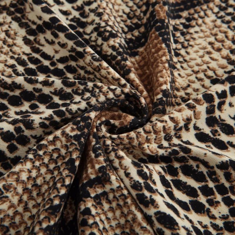 Brown Snake Print Off Shoulder Mini Dress