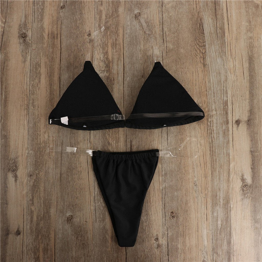 Clear Strapped Micro Bikini Set