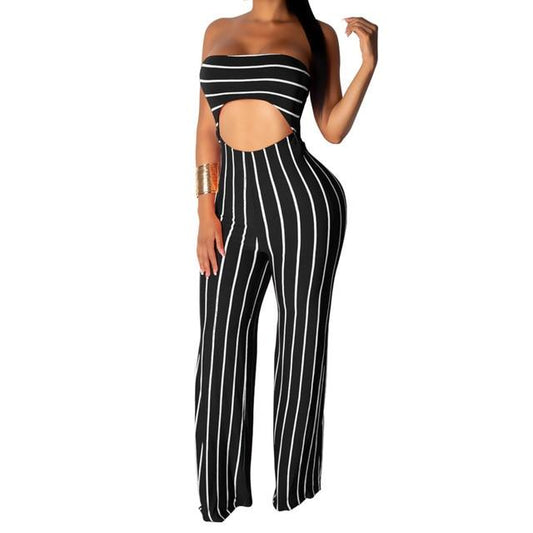 Hollowed Out Stripe Jumpsuit