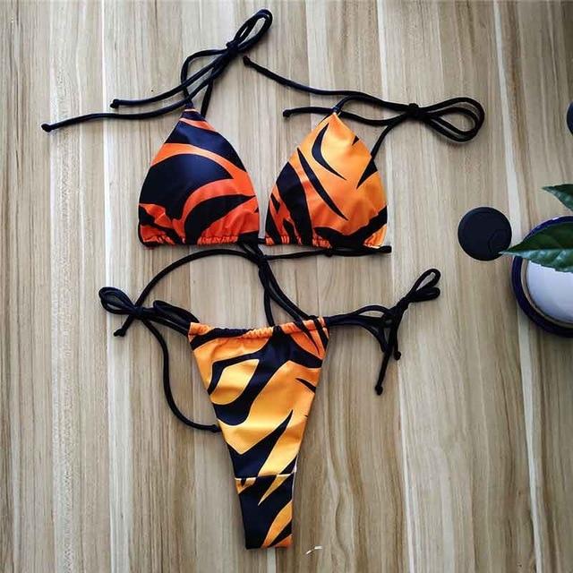 Neon Tiger Stripe Micro Bikini Set